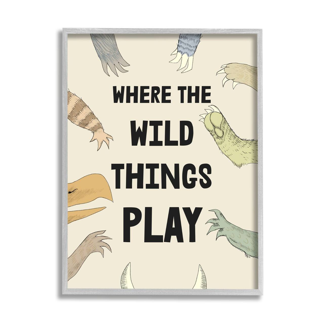 Stupell Industries Children's Wild Things Play Phrase Monster Hands Claws Framed Wall Art
